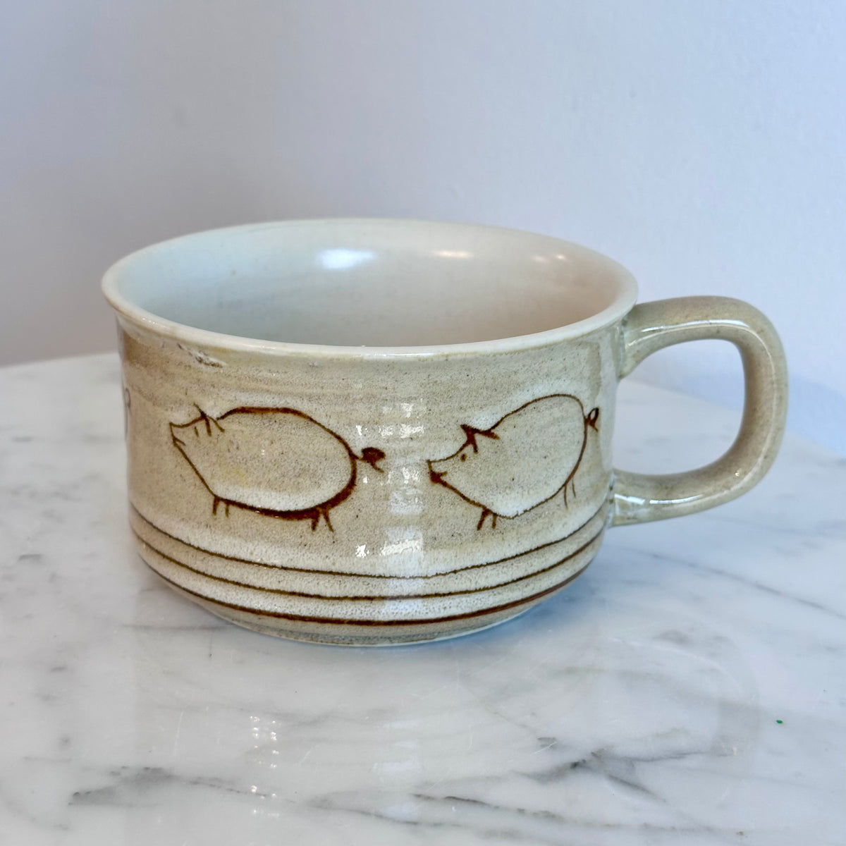 Vintage Mid Century Stoneware Pig Coffee Mug, photo 7