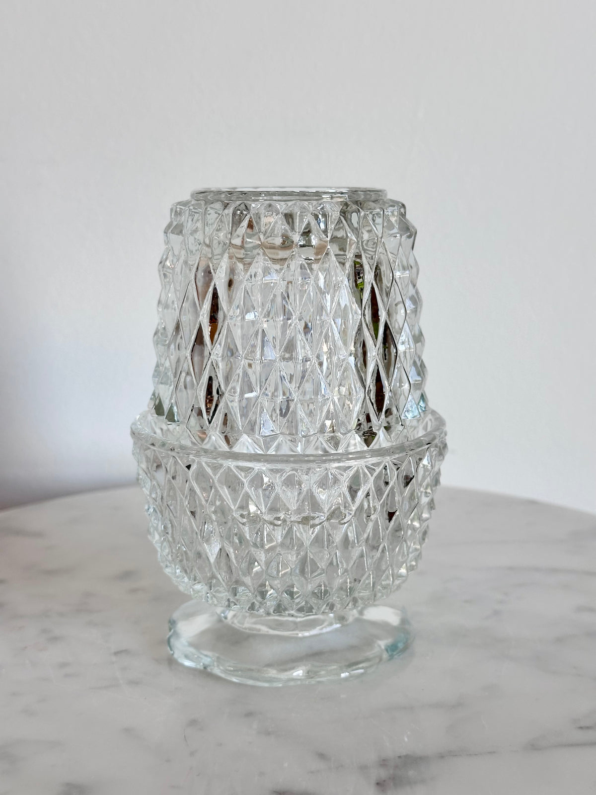 Indiana Glass Clear Diamond Point Fairy Lamp