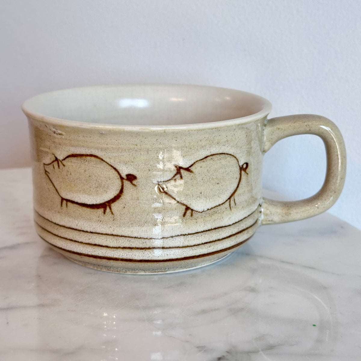 Vintage Mid Century Stoneware Pig Coffee Mug, photo 2