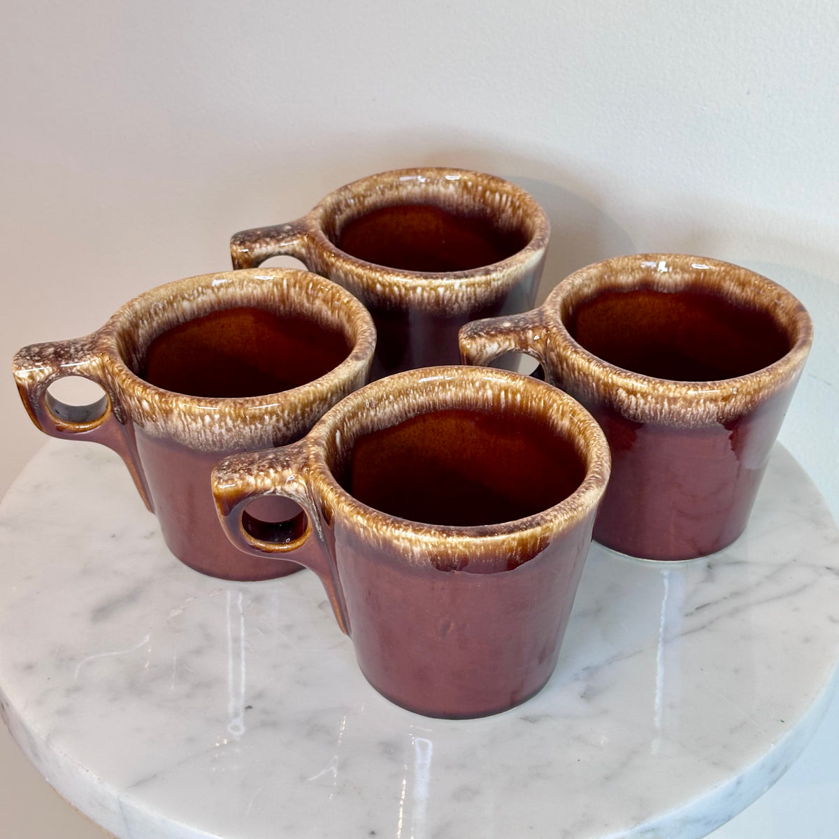 Hull Brown Drip Glaze Mugs (Set of 4)